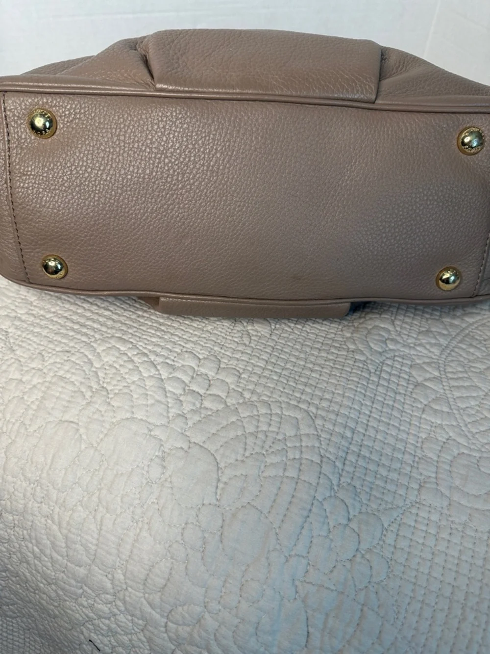 Michael Kors Taupe Brown Pebbled Leather Shoulder Bag with Gold‎ Logo